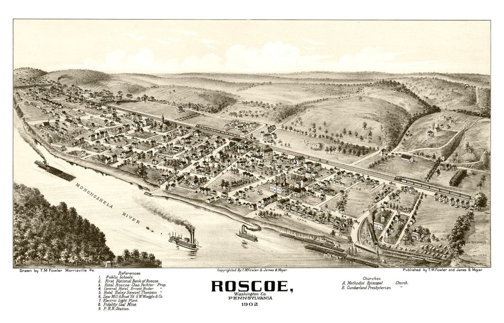 Vintage Map of Roscoe, Pennsylvania 1902