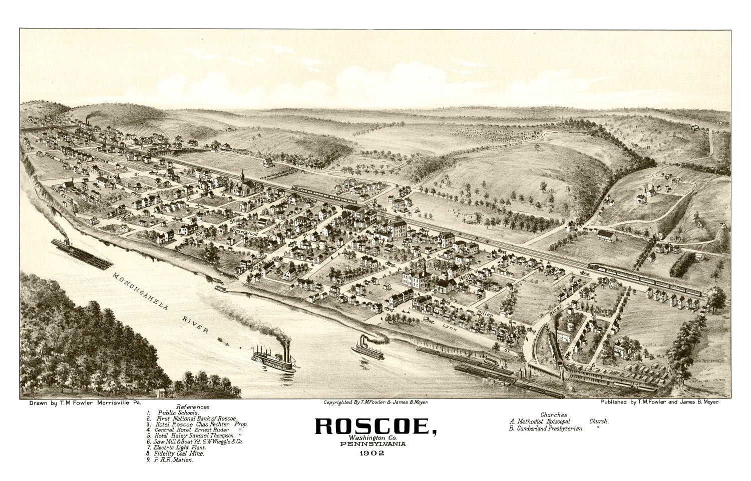 Vintage Map of Roscoe, Pennsylvania 1902