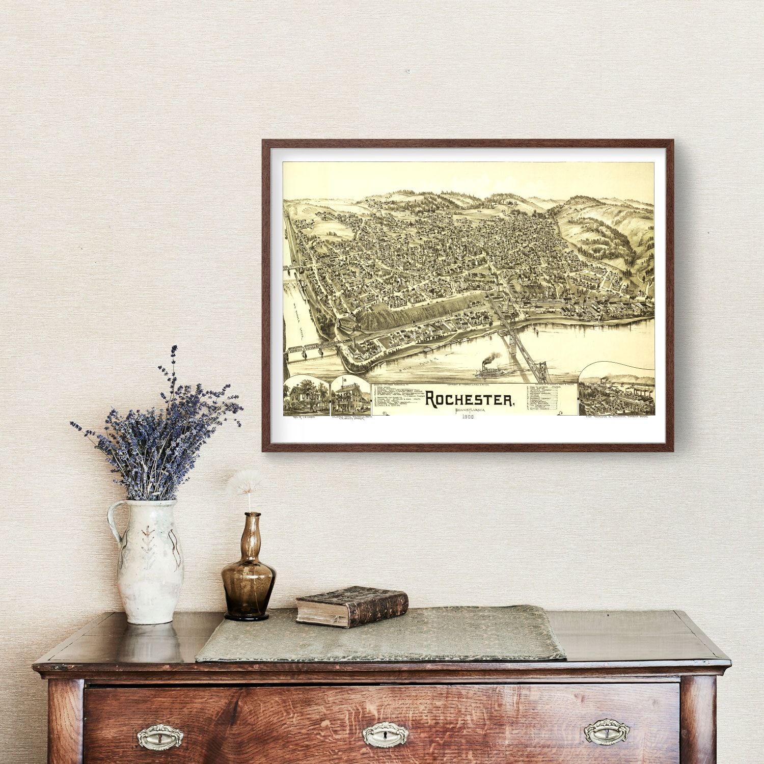 Vintage Map of Rochester, Pennsylvania 1900
