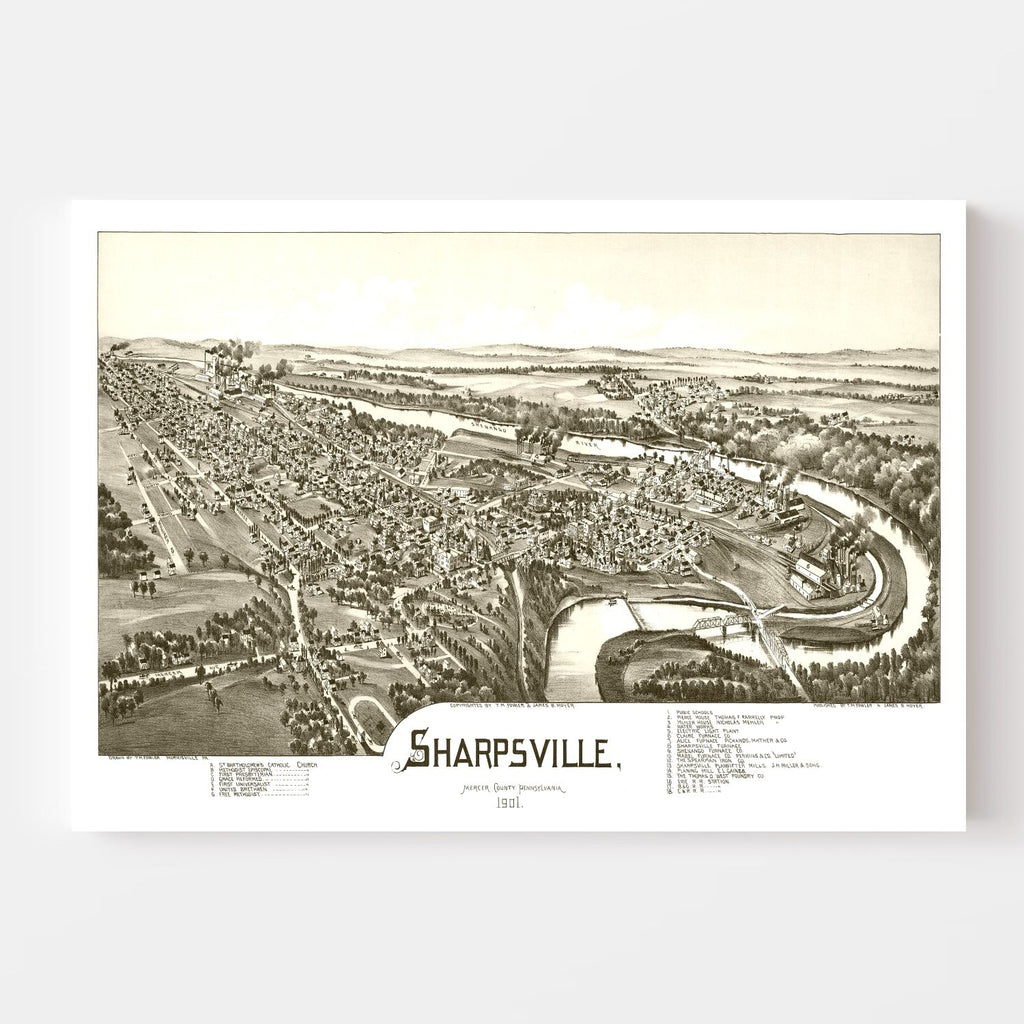Vintage Map of Sharpsville, Pennsylvania 1901