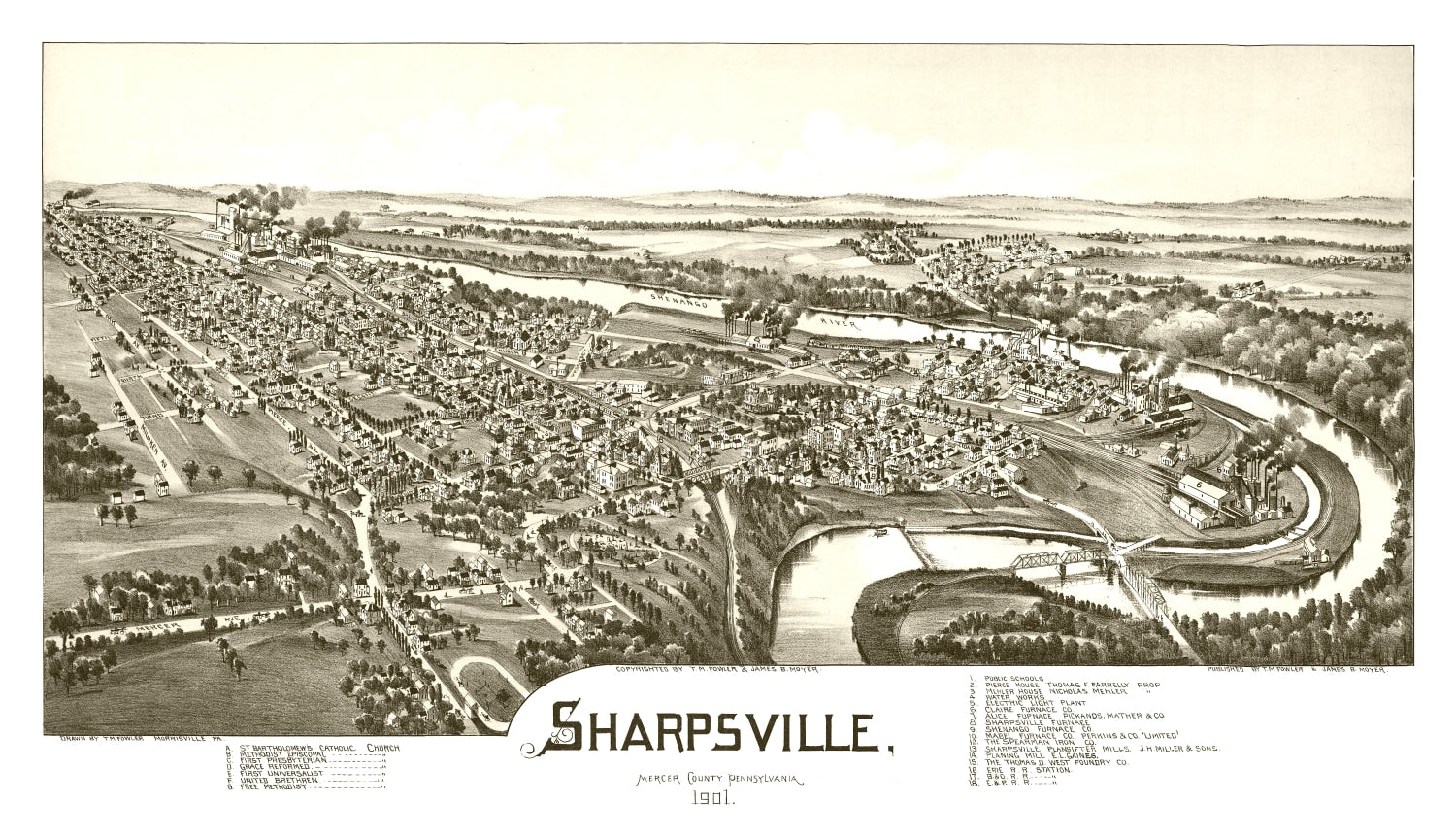 Vintage Map of Sharpsville, Pennsylvania 1901