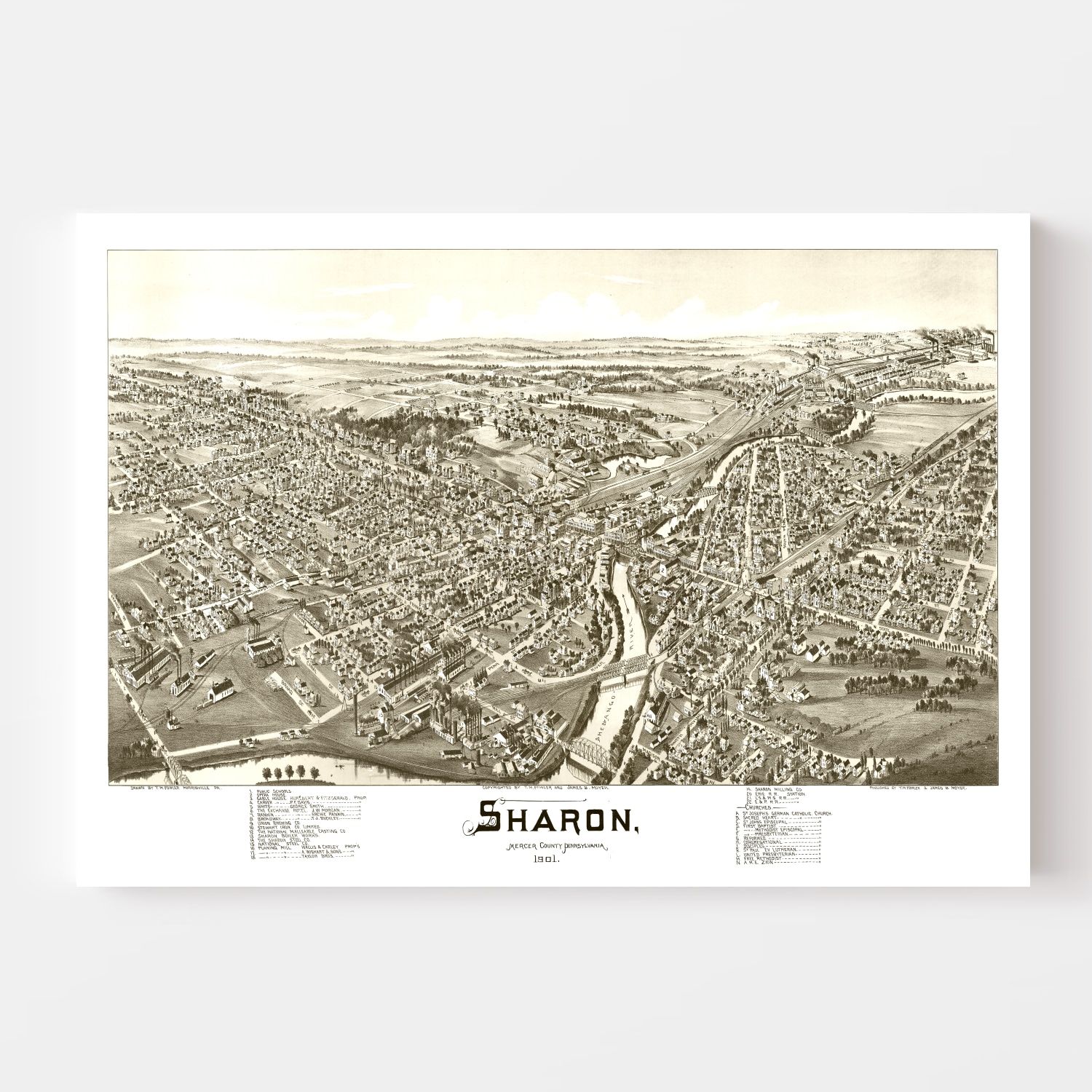 Vintage Map of Sharon, Pennsylvania 1901