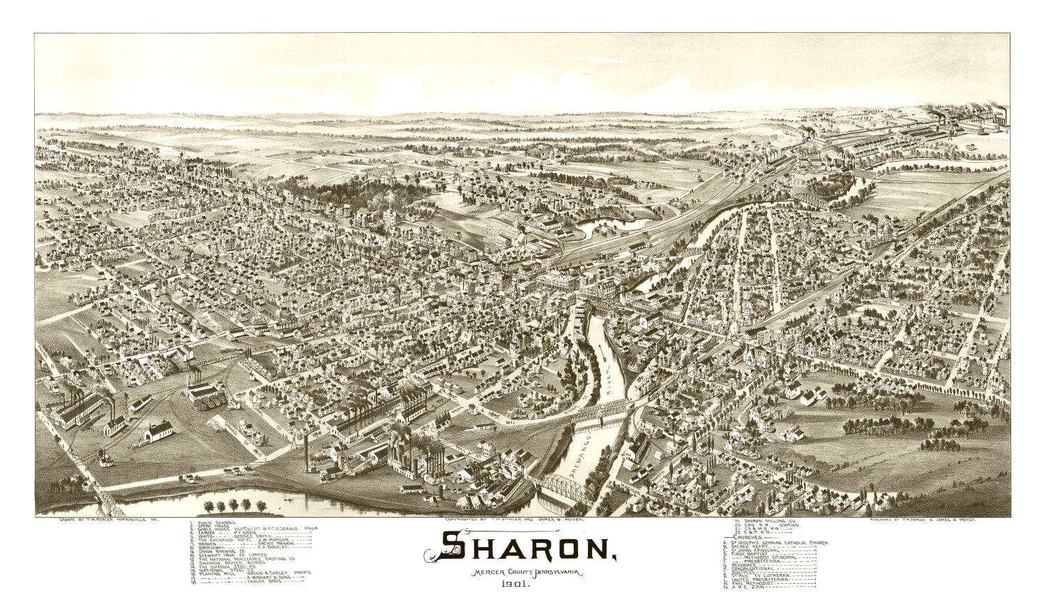 Vintage Map of Sharon, Pennsylvania 1901