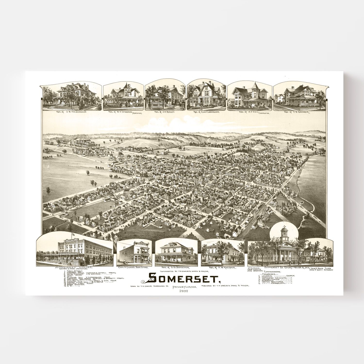 Vintage Map of Somerset, Pennsylvania 1900