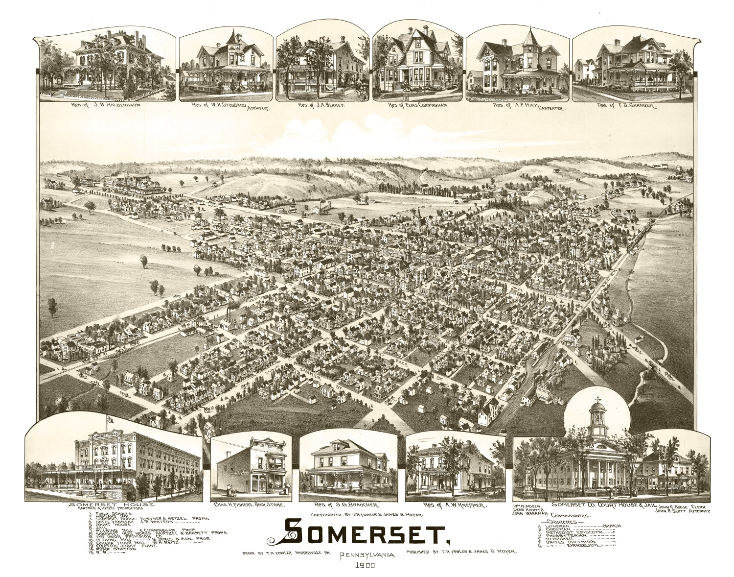 Vintage Map of Somerset, Pennsylvania 1900