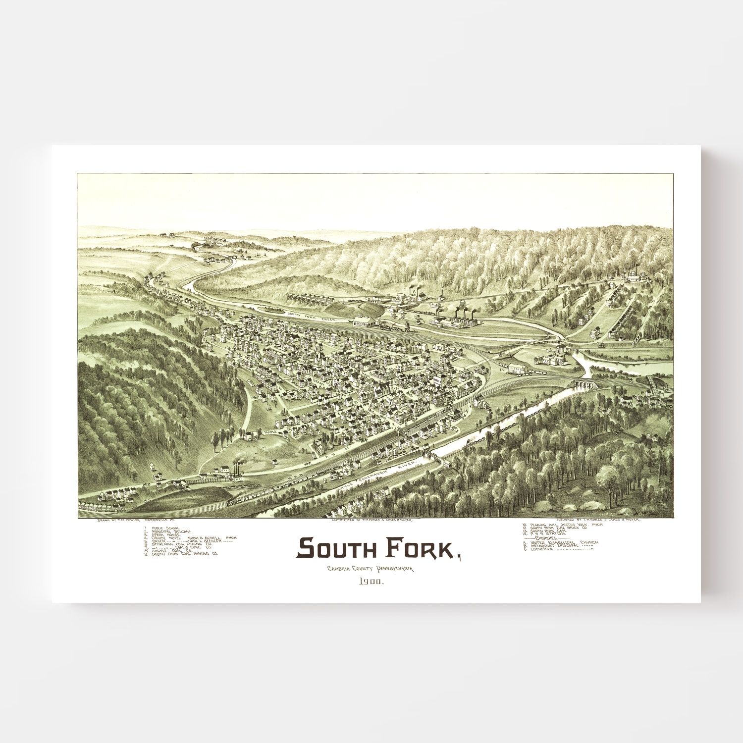 Vintage Map of South Fork, Pennsylvania 1900