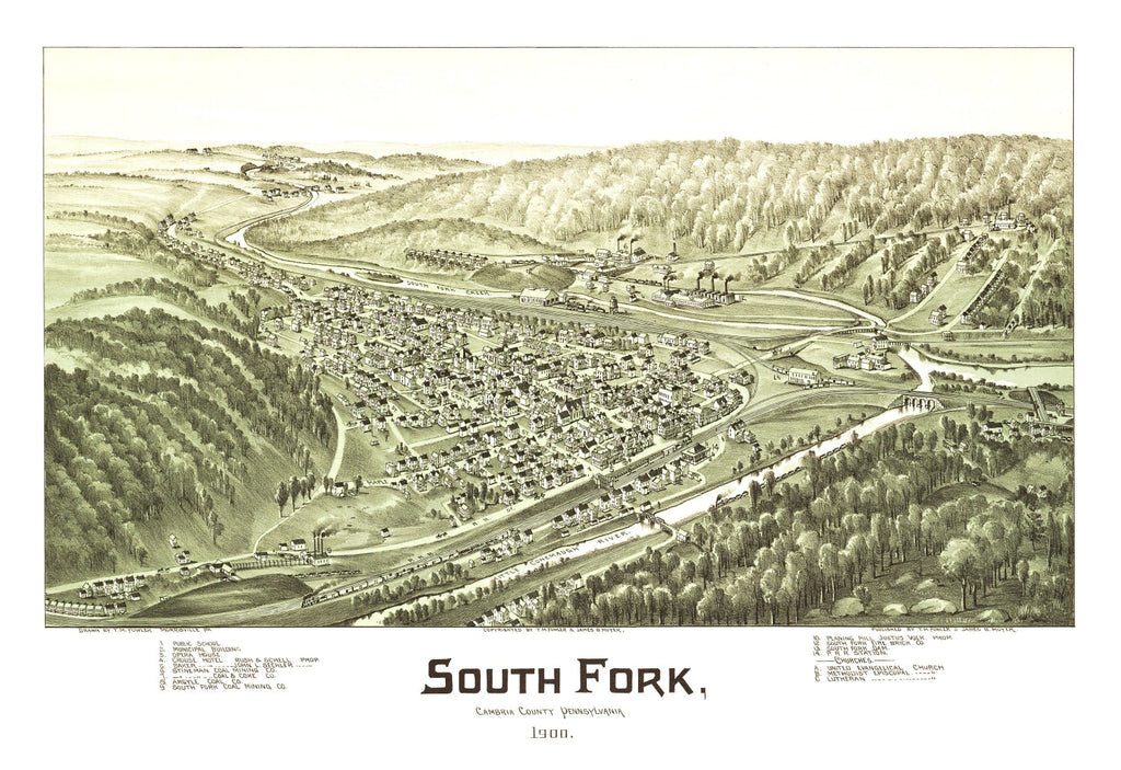Vintage Map of South Fork, Pennsylvania 1900