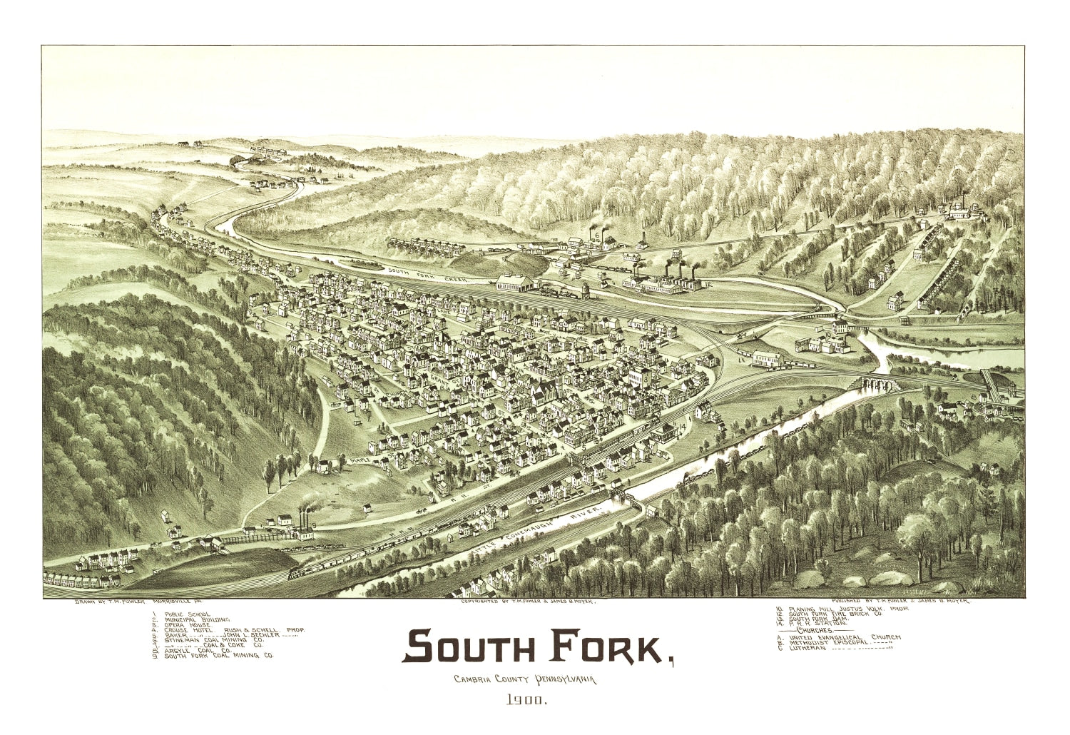 Vintage Map of South Fork, Pennsylvania 1900