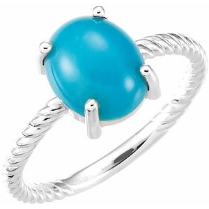 14K White Gold Natural Turquoise Ring
