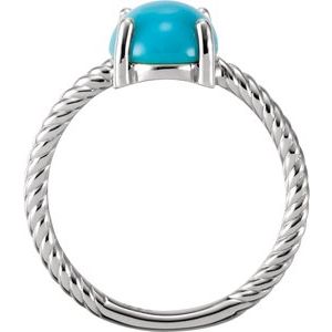 14K White Gold Natural Turquoise Ring