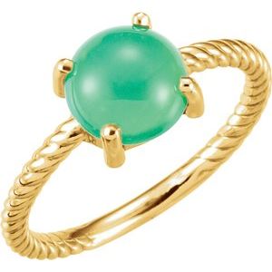 14K Yellow Gold Natural Green Chrysoprase Ring