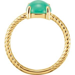 14K Yellow Gold Natural Green Chrysoprase Ring