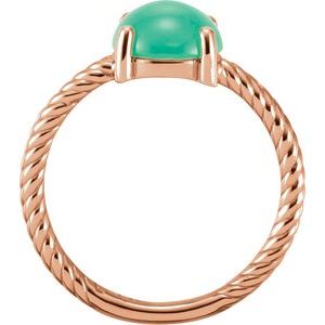 14K Rose Gold Natural Green Chrysoprase Ring
