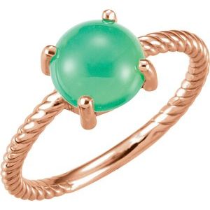 14K Rose Gold Natural Green Chrysoprase Ring