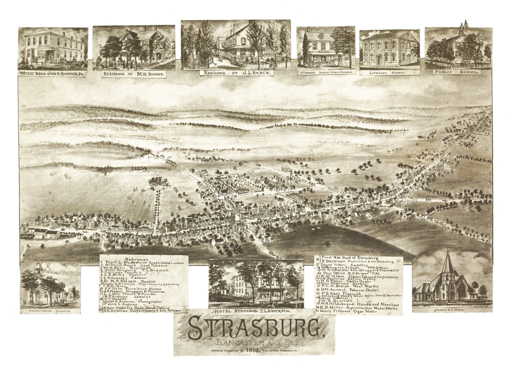Vintage Map of Strasburg, Pennsylvania 1903