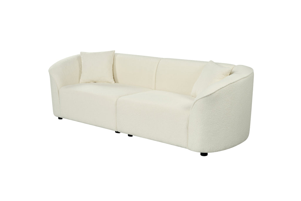 87' Curved Contemporary Sofa in Beige: Plush Seating, Streamlined Design, and Durable Frame – Ideal for Stylish Living Spaces