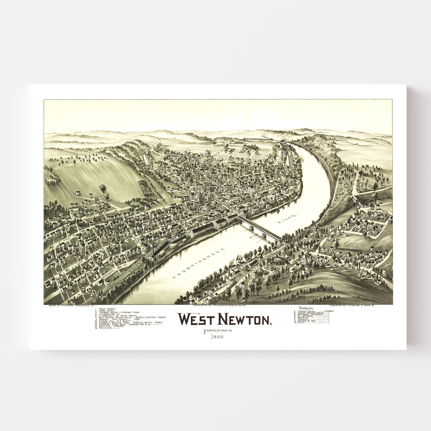 Vintage Map of West Newton, Pennsylvania 1900