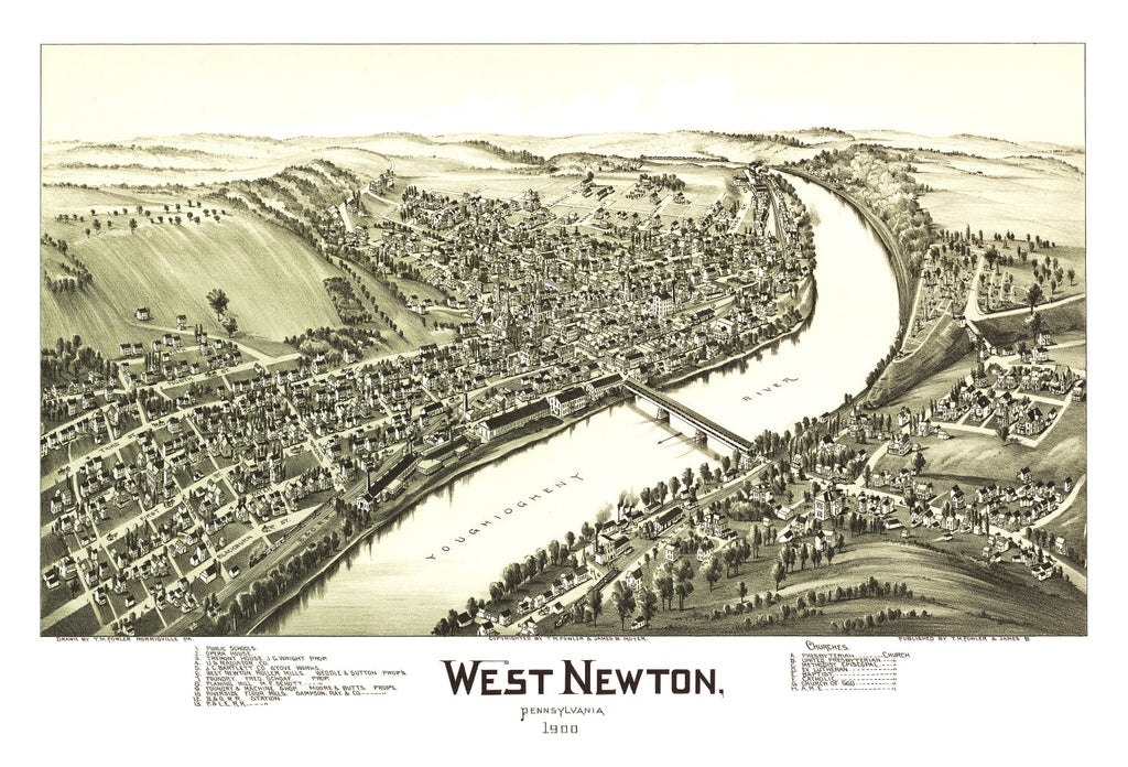 Vintage Map of West Newton, Pennsylvania 1900