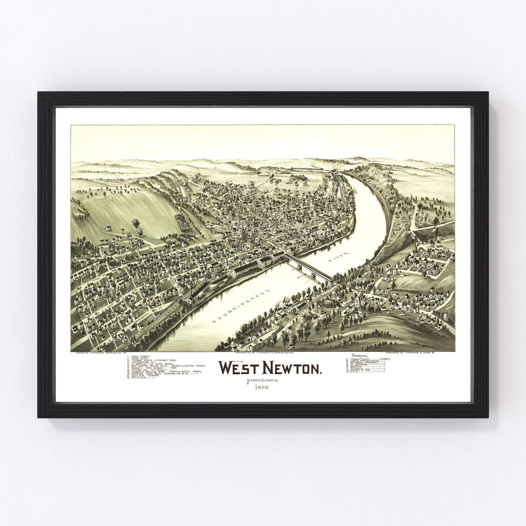 Vintage Map of West Newton, Pennsylvania 1900