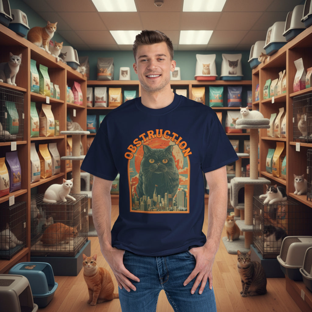 Retro Cat Obstruction Graphic T-Shirt