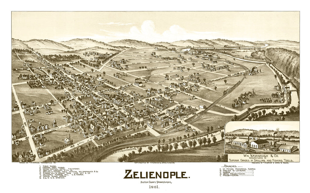 Vintage Map of Zelienople, Pennsylvania 1901