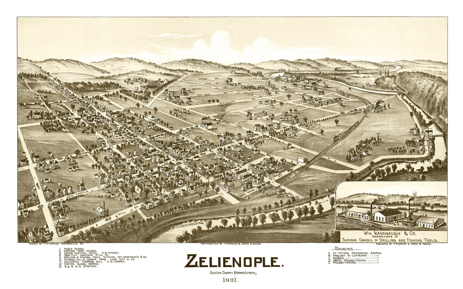 Vintage Map of Zelienople, Pennsylvania 1901