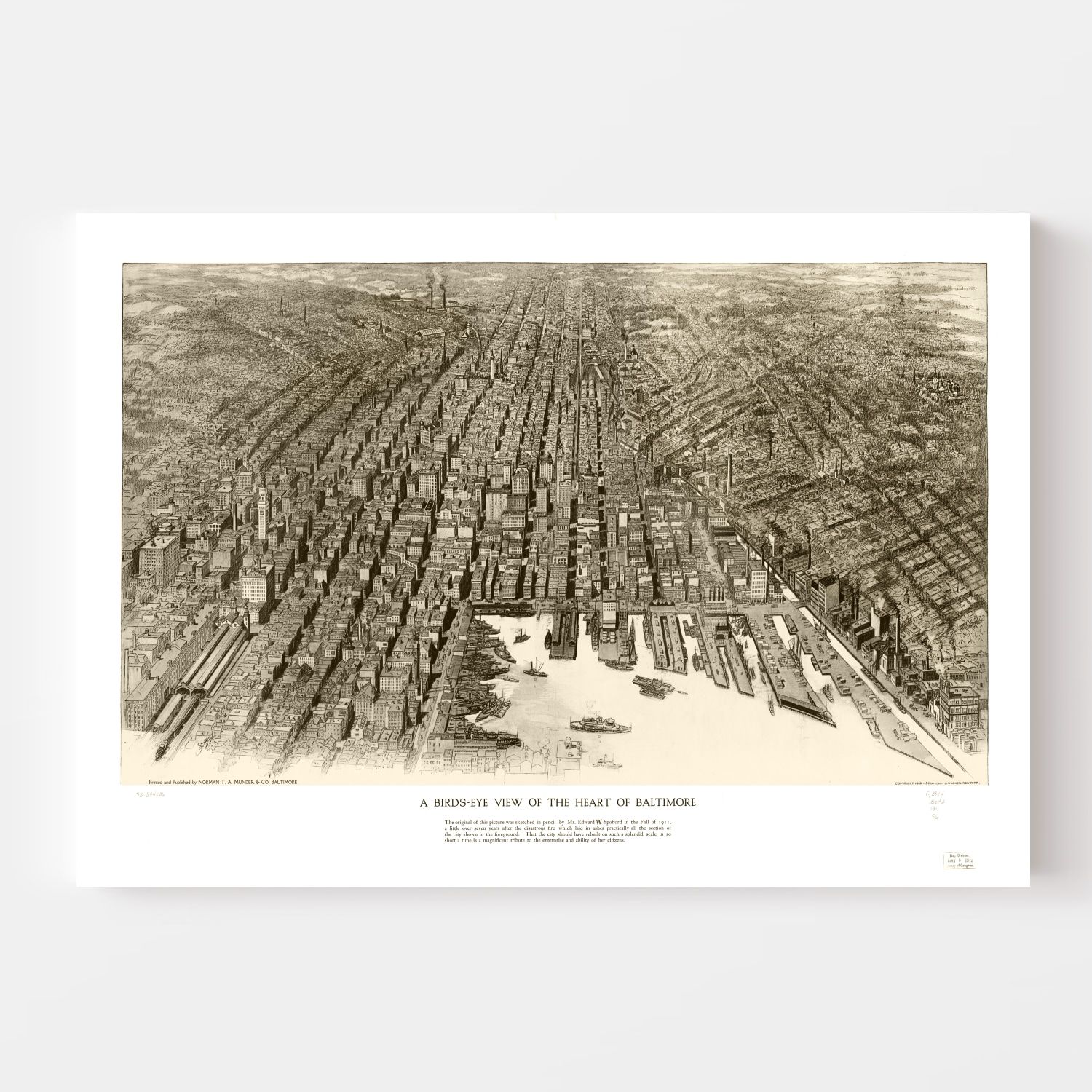 Vintage Map of Baltimore, Maryland 1912