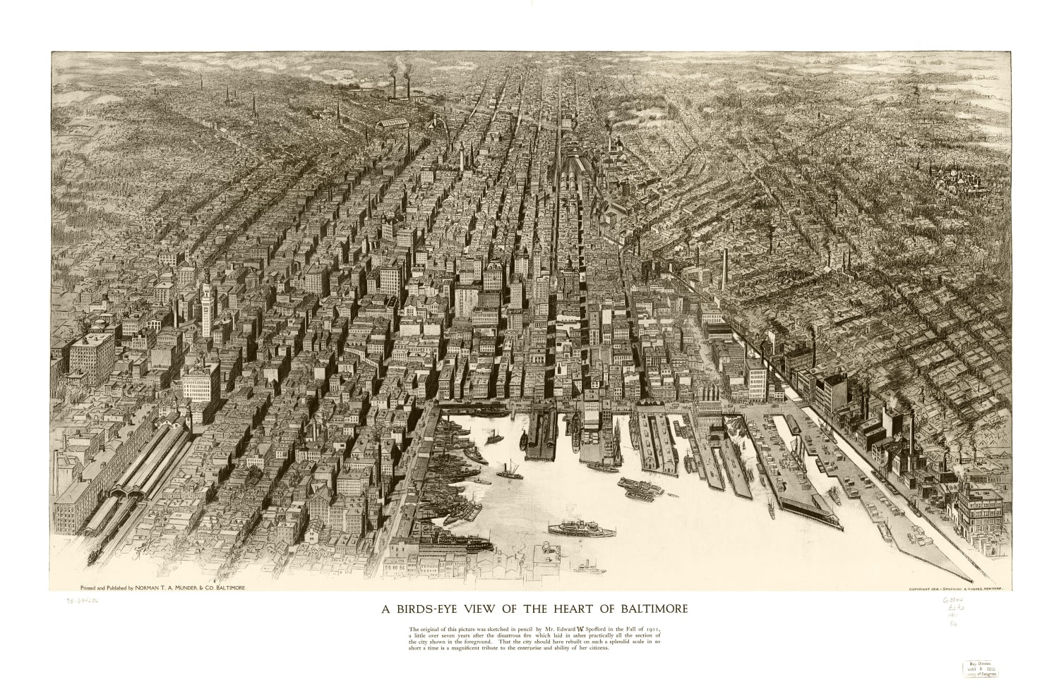 Vintage Map of Baltimore, Maryland 1912