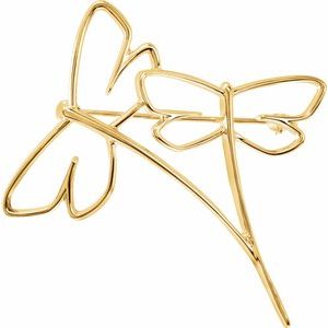 14K Yellow Gold Dragonfly Brooch
