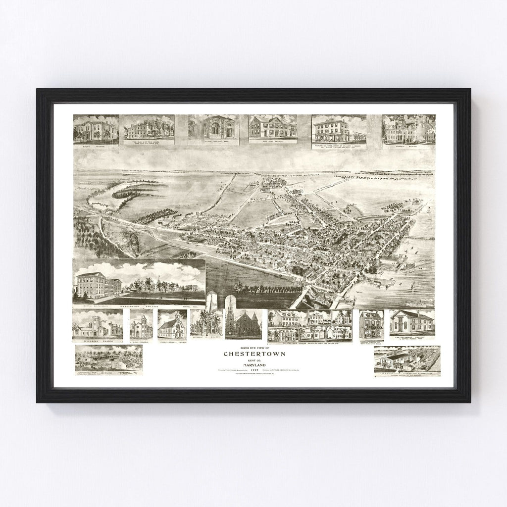 Vintage Map of Chestertown, Maryland 1907