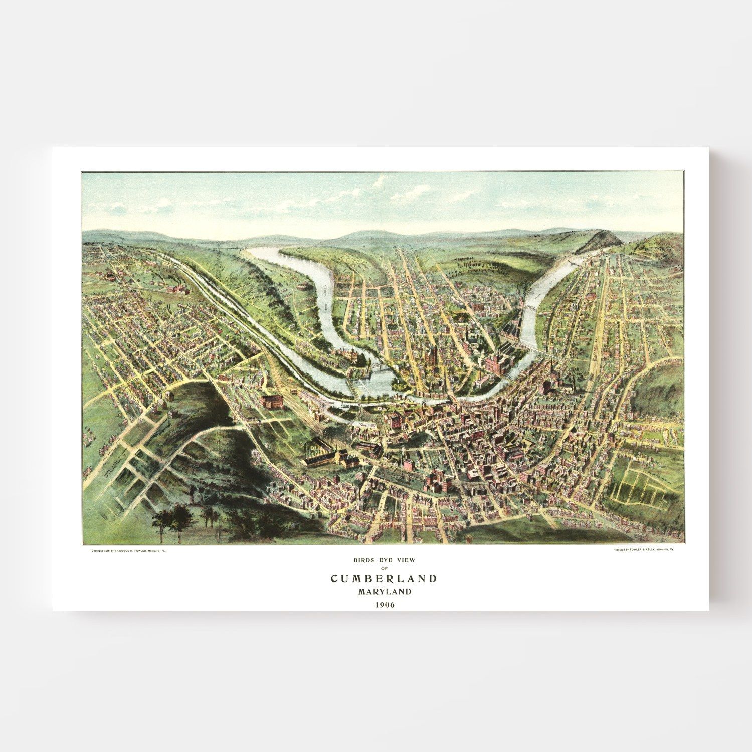 Vintage Map of Cumberland, Maryland 1906