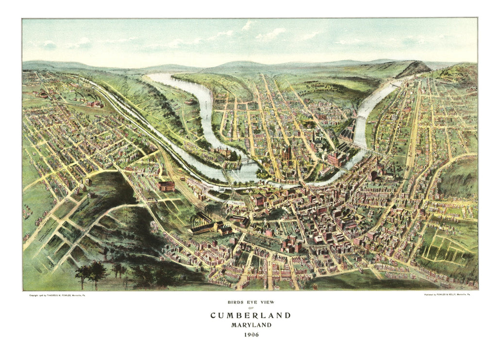 Vintage Map of Cumberland, Maryland 1906
