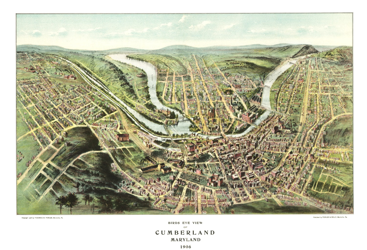 Vintage Map of Cumberland, Maryland 1906