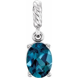 14K White Gold Natural London Blue Topaz Rope Pendant