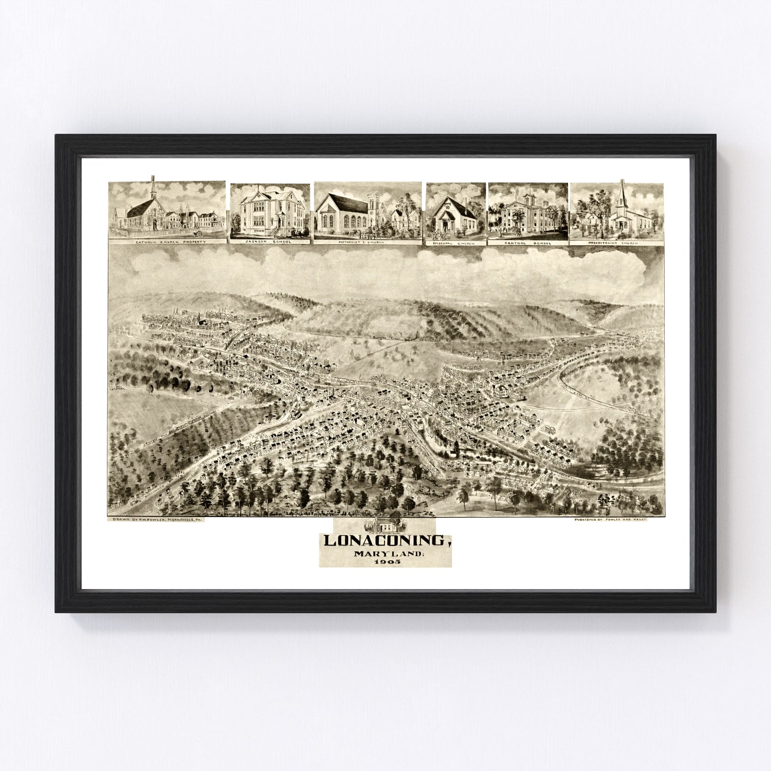 Vintage Map of Lonaconing, Maryland 1905