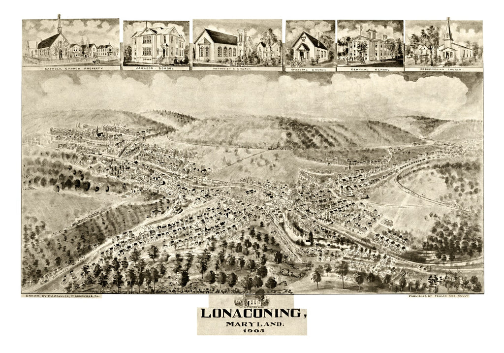 Vintage Map of Lonaconing, Maryland 1905