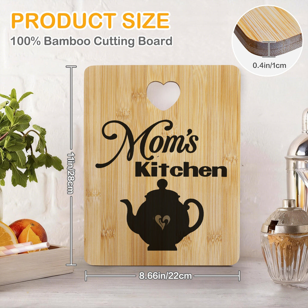 Mom's Kitchen with Teapot Bamboo Cutting Board | Ships from USA