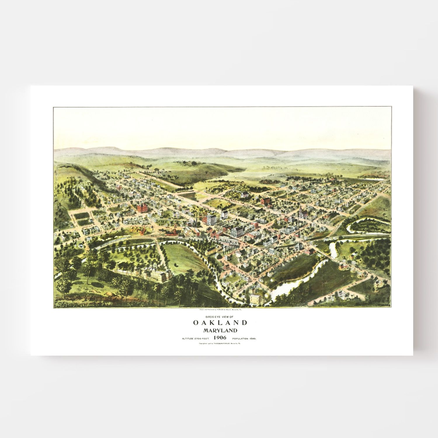 Vintage Map of Oakland, Maryland 1906