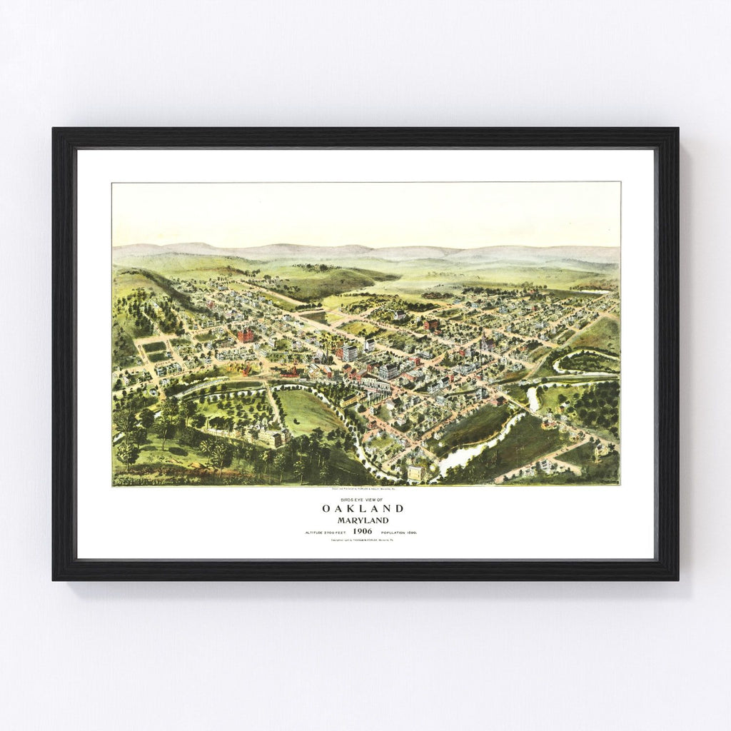 Vintage Map of Oakland, Maryland 1906