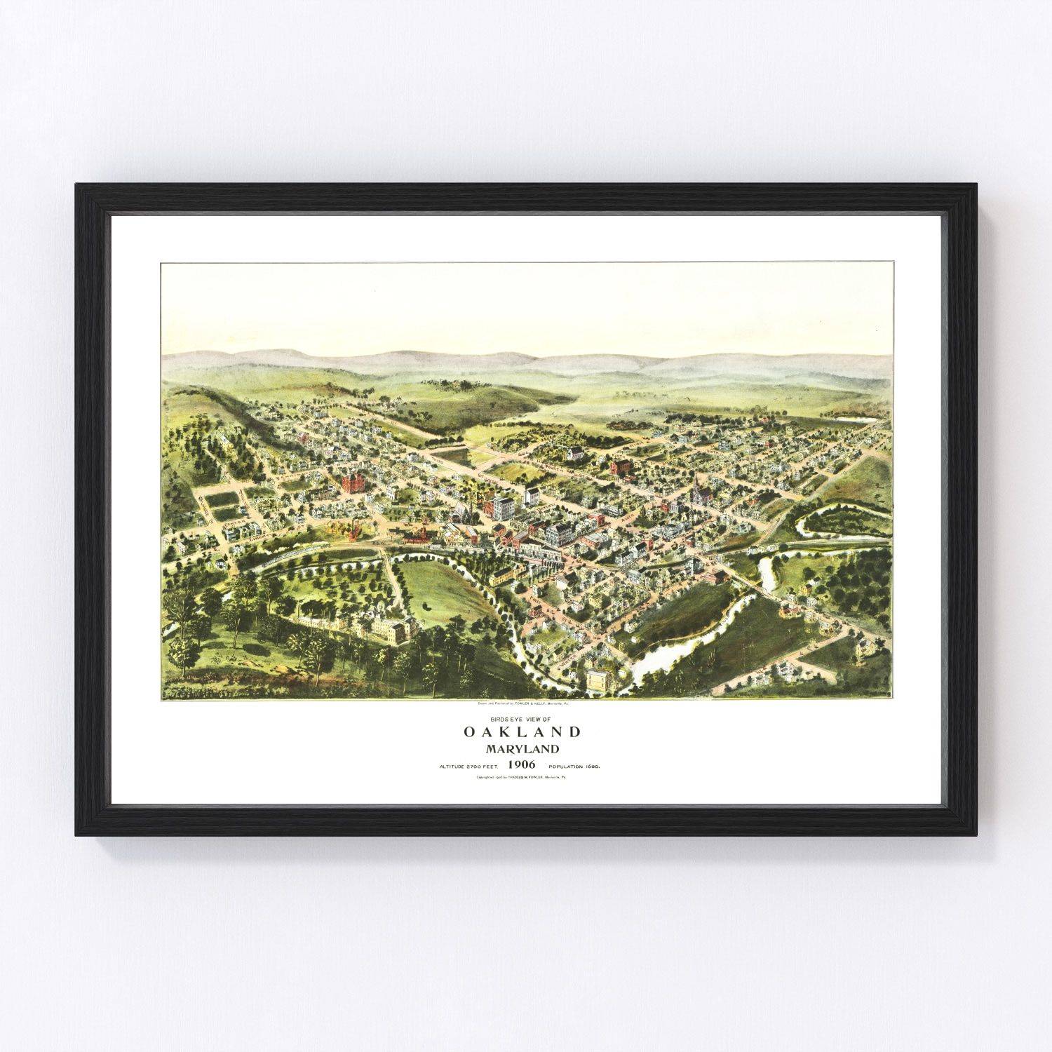 Vintage Map of Oakland, Maryland 1906