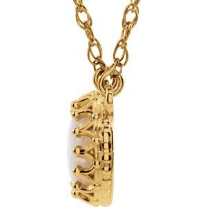 14K Yellow Gold 8 mm Natural White Opal Crown 18" Necklace