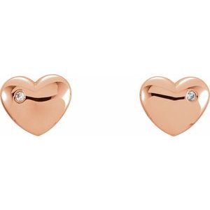 14K Rose Gold .02 CTW Natural Diamond Puffed Heart Earrings – image 2