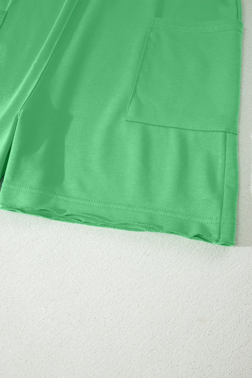 Solid Raw Edge 3/4 Sleeve Pocketed Loose Romper