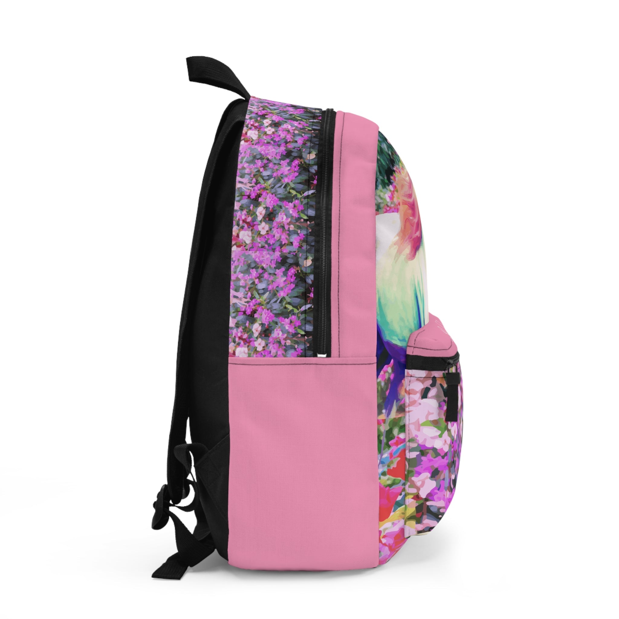Personalized White Horse Backpack, Colorful School Bag, Floral Kid's Backpack, Fantasy Hiking Pack, Unique Gift for Horse Lovers