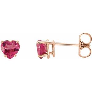 14K Rose Gold Natural Pink Tourmaline Earrings