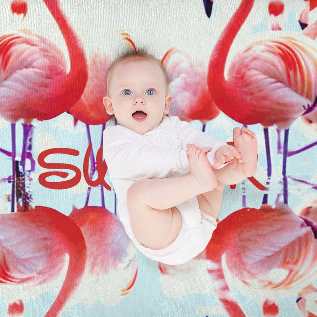 Pink Flamingos Summer Design Sherpa Fleece Throw Blanket - 50" × 60"