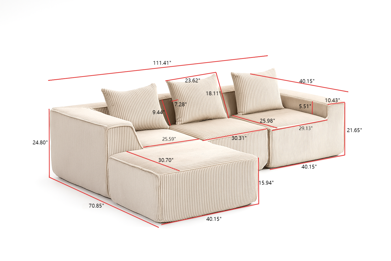 Multi person modular compression sofa that can be freely combined-33005-4