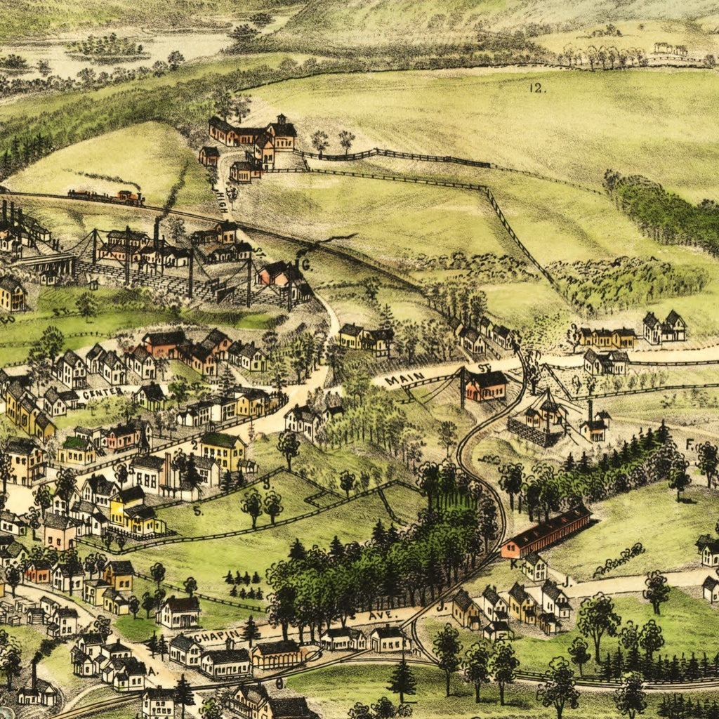 Vintage Map of Monson, Maine 1889