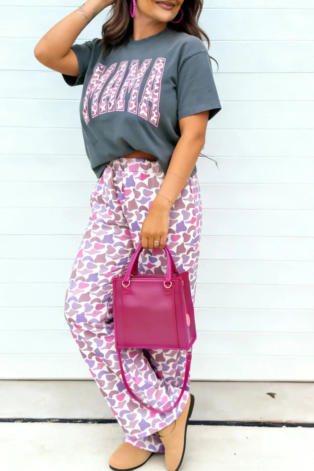 MAMA Camo Graphic Tee & Loose Pant Set
