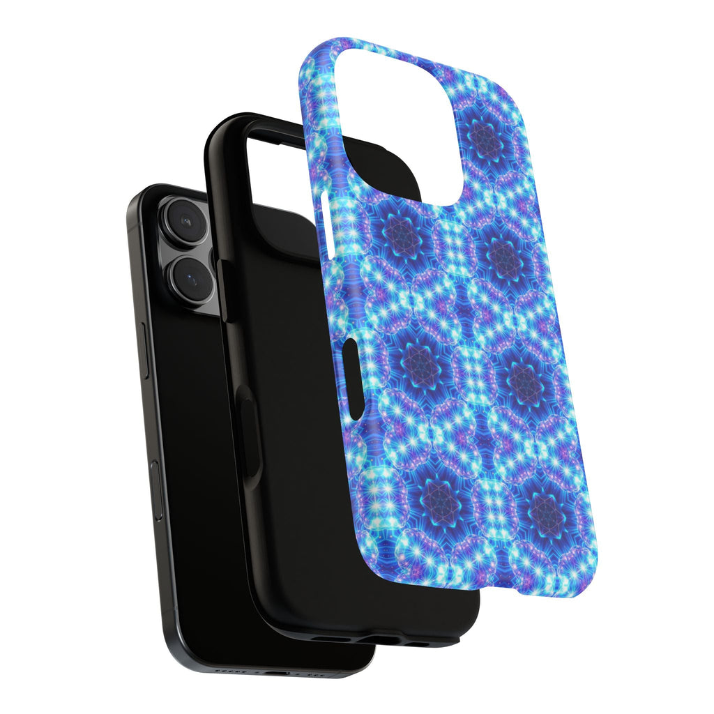 Blue Mandalas with Neon Lights Tough Phone Cases